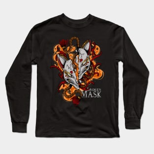 cat's head broken mask cool Long Sleeve T-Shirt